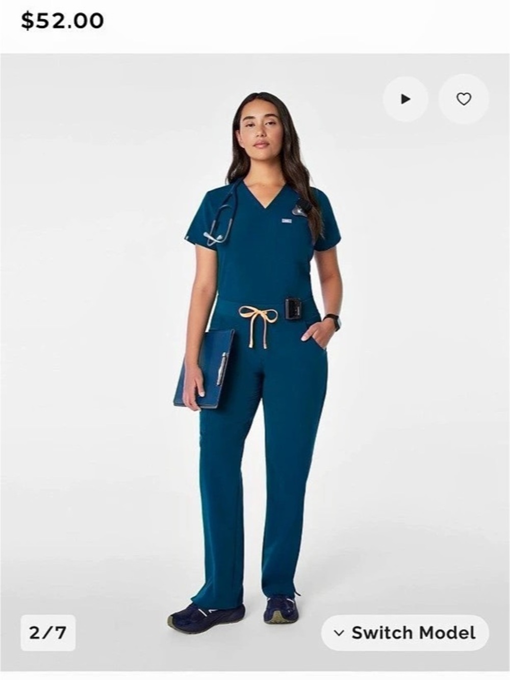 FIGS Kade Cargo Scrub Pant in Deep Reef